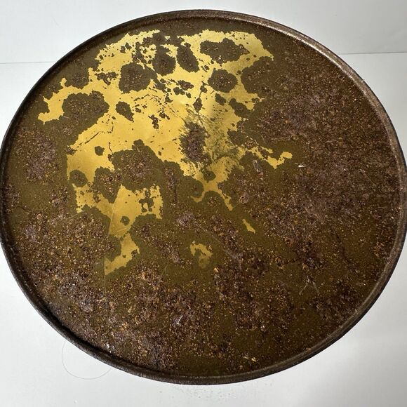 Vtg Metal Trash Can Ye Old Inn Scene Waste Bin Rustic Primitive Patina Tavern - Picture 6 of 16